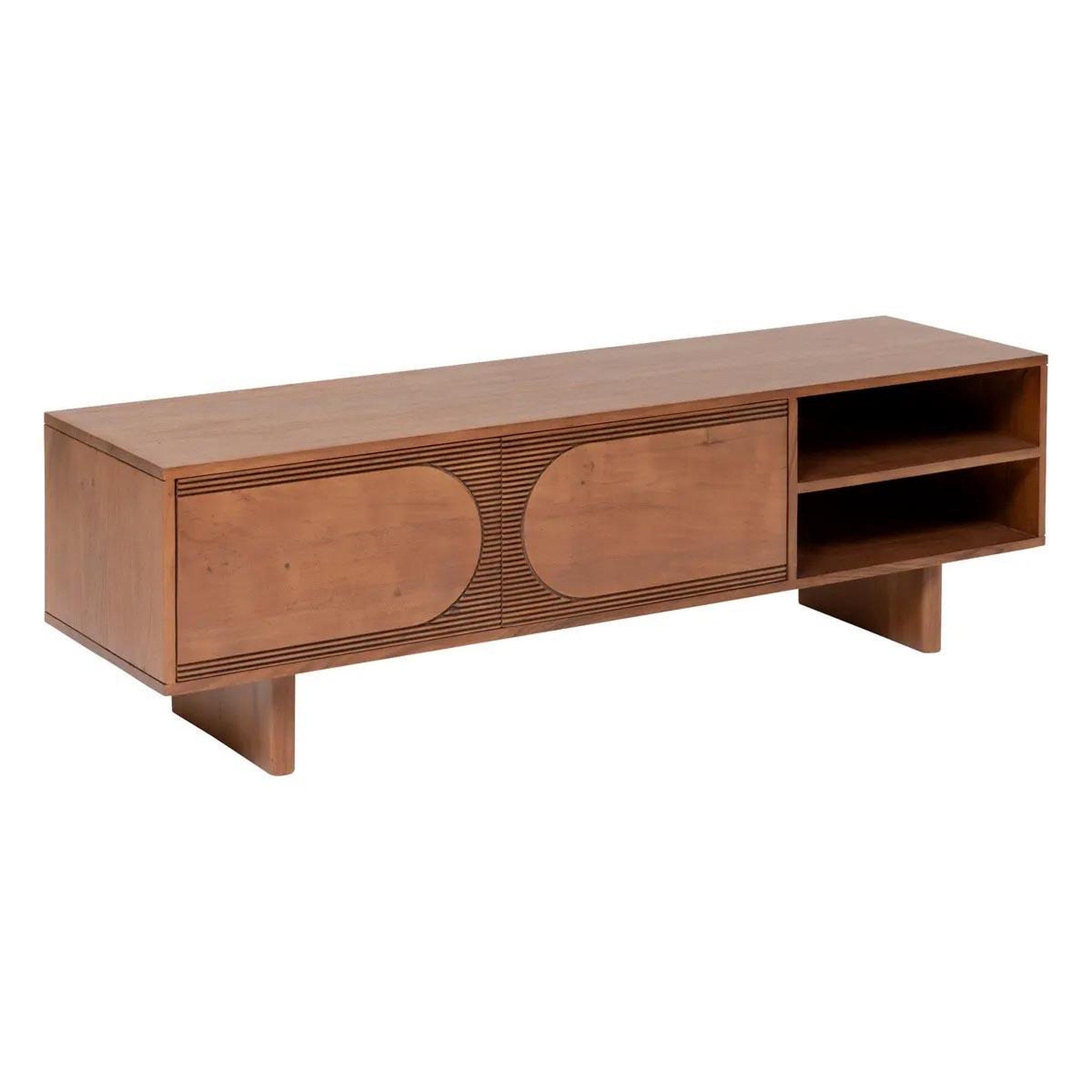 ATMOSPHERA Meuble tv 2 portes en bois  nanda  147cm marron tabac