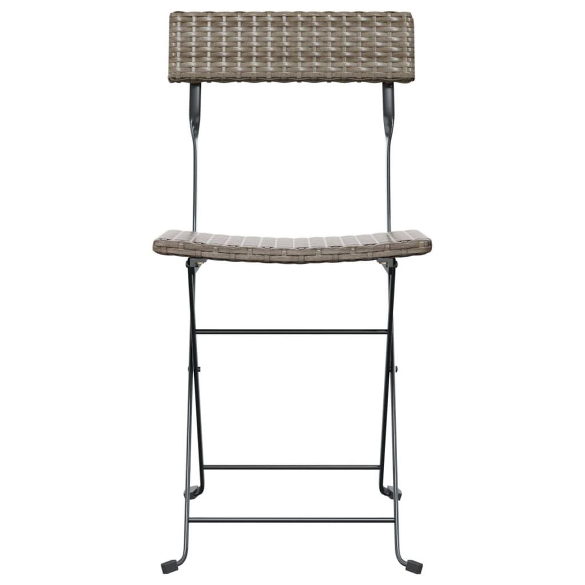 Voir la diapositive 4 : VIDAXL Chaises de bistrot pliantes lot de 4 Gris Resine tressee acier