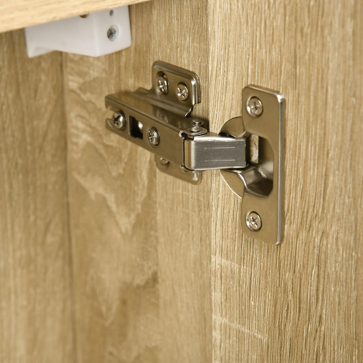 KLEANKIN Armoire miroir de salle de bain - 2 portes, 2 étagères - kit installation murale fourni - panneaux aspect chêne clair