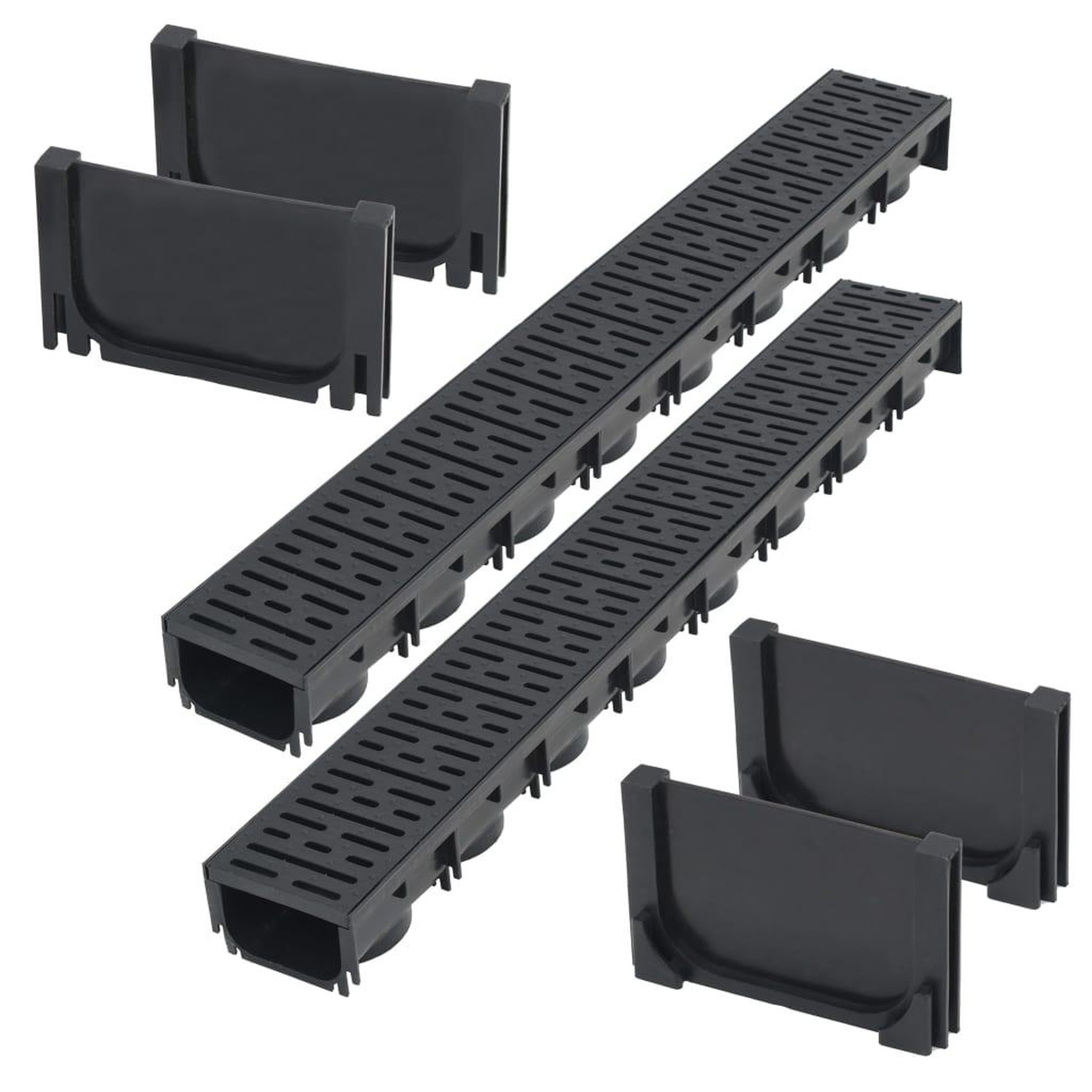 Voir la diapositive 1 : VIDAXL Caniveau de drainage 2 pcs Plastique 2 m