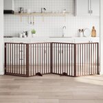 VIDAXL Barriere pour chiens avec porte 4 panneaux bois de peuplier