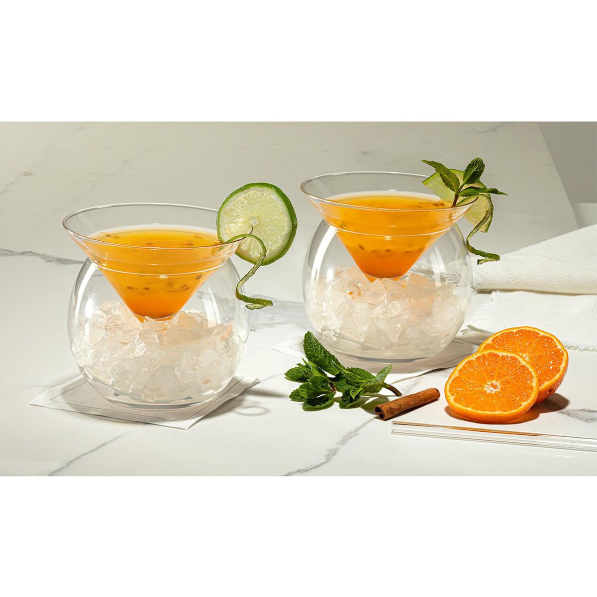 SECRET DE GOURMET Lot de 2 Verres à Cocktail  Cônes  12cm Transparent