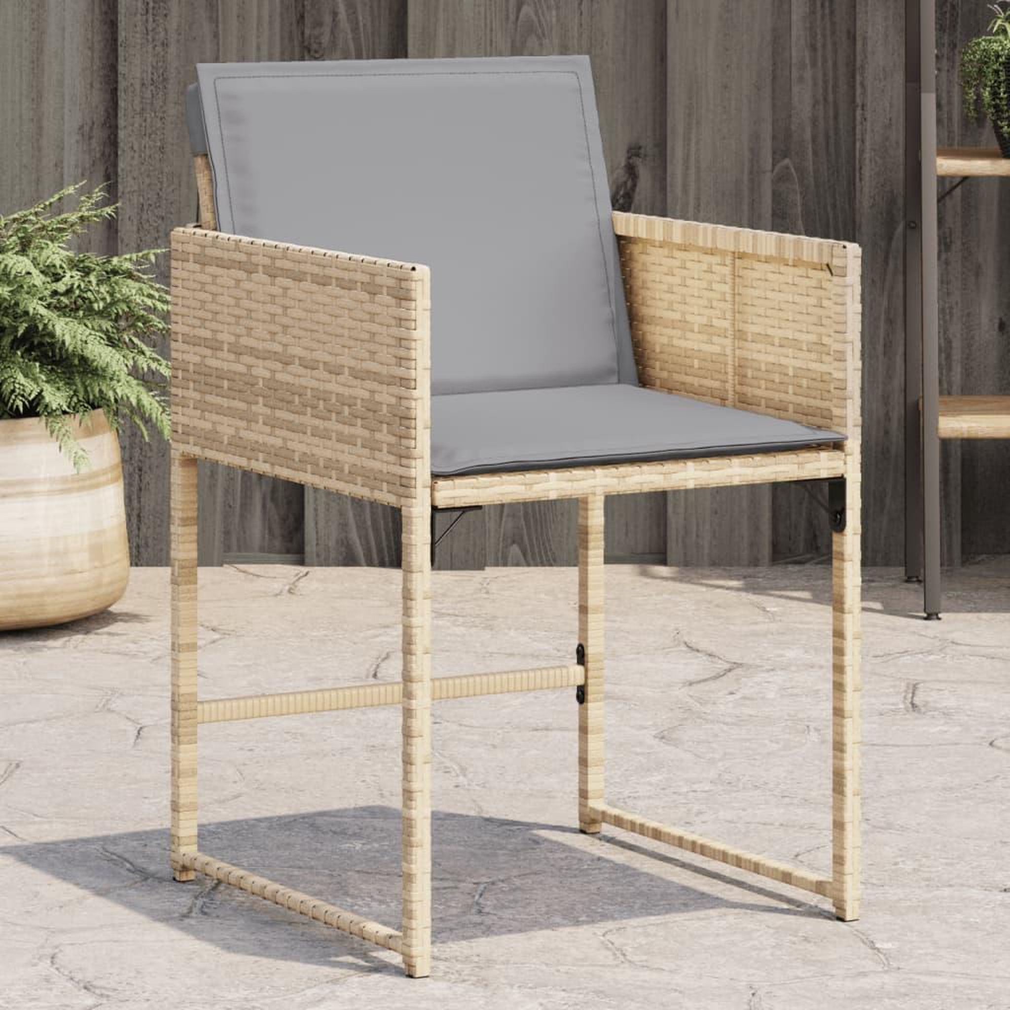 VIDAXL Chaises de jardin avec coussins lot de 4 melange beige