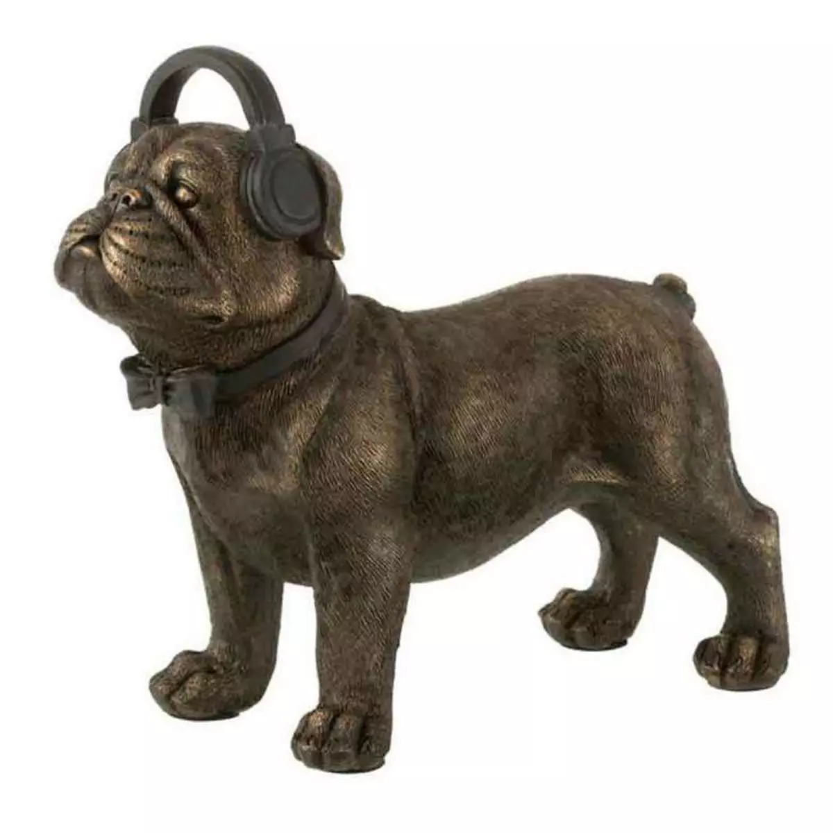 Paris Prix Statuette Déco  Bulldog avec Casque  28cm Marron