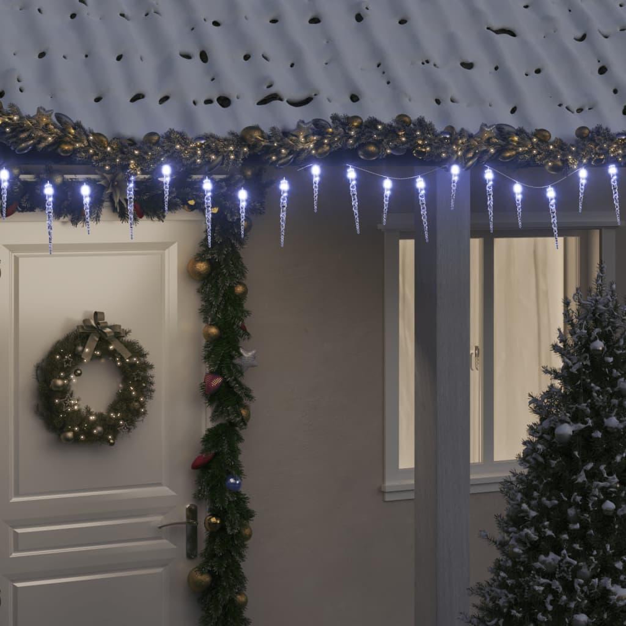 VIDAXL Guirlande lumineuse a glaçons Noël 200 LED blanc acrylique PVC
