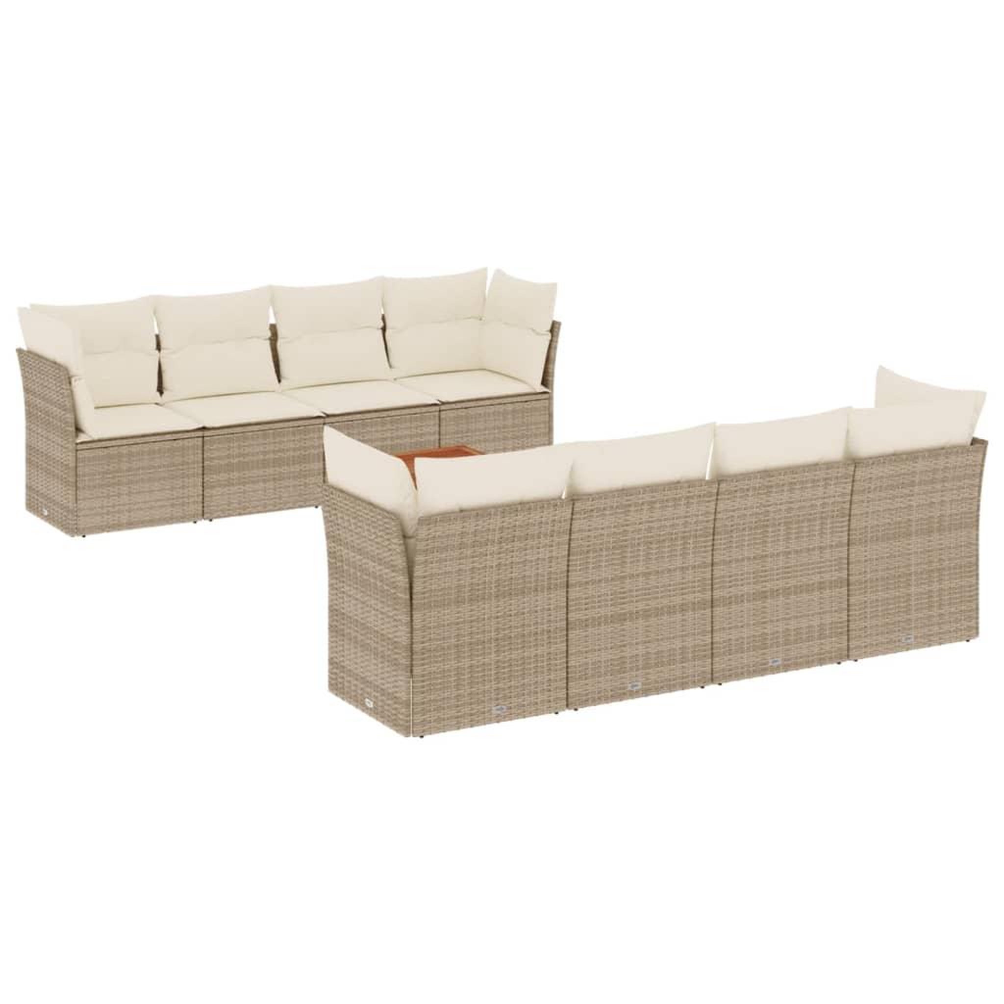 Voir la diapositive 2 : VIDAXL Salon de jardin avec coussins 9 pcs beige resine tressee