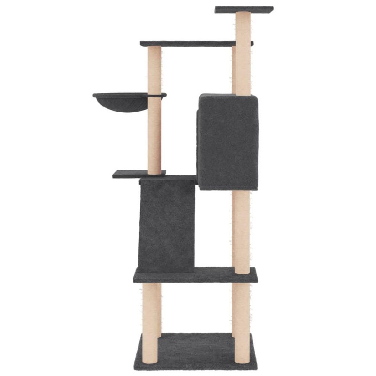 VIDAXL Arbre a chat avec griffoirs en sisal gris fonce 143 cm