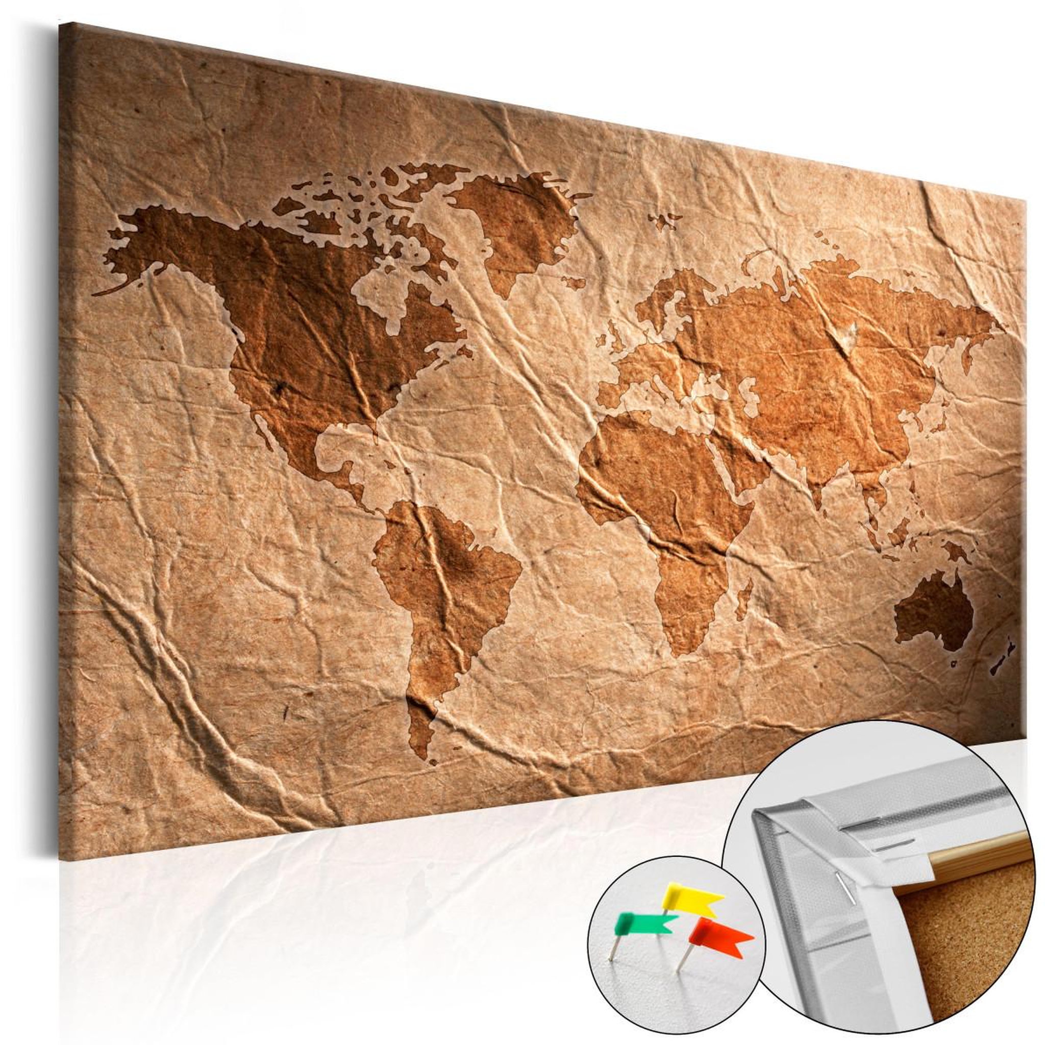 Paris Prix Tableau en liège  carte du monde - paper map. Coloris disponibles : Multicolore
