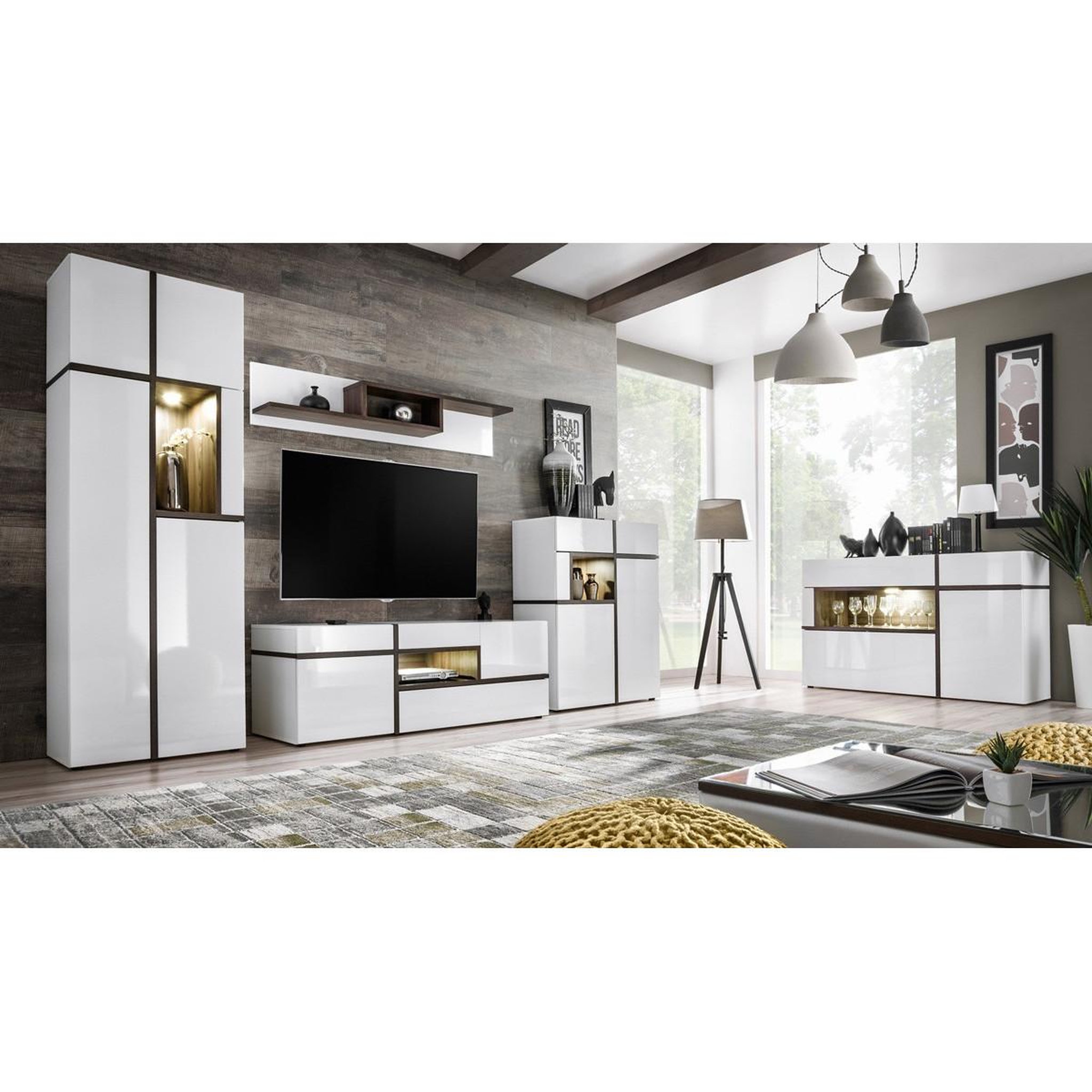 Voir la diapositive 3 : Paris Prix Buffet design led  cross  150cm blanc