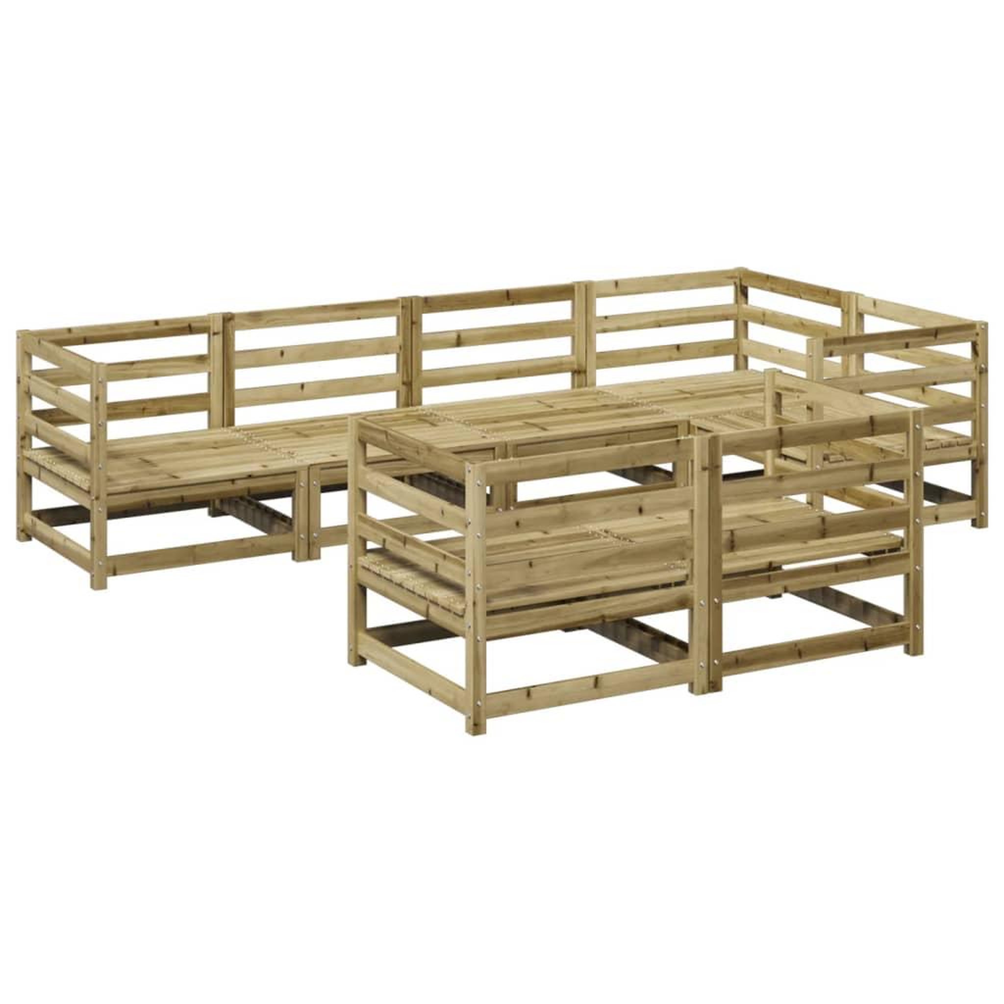 Voir la diapositive 2 : VIDAXL Salon de jardin 7 pcs bois de pin impregne