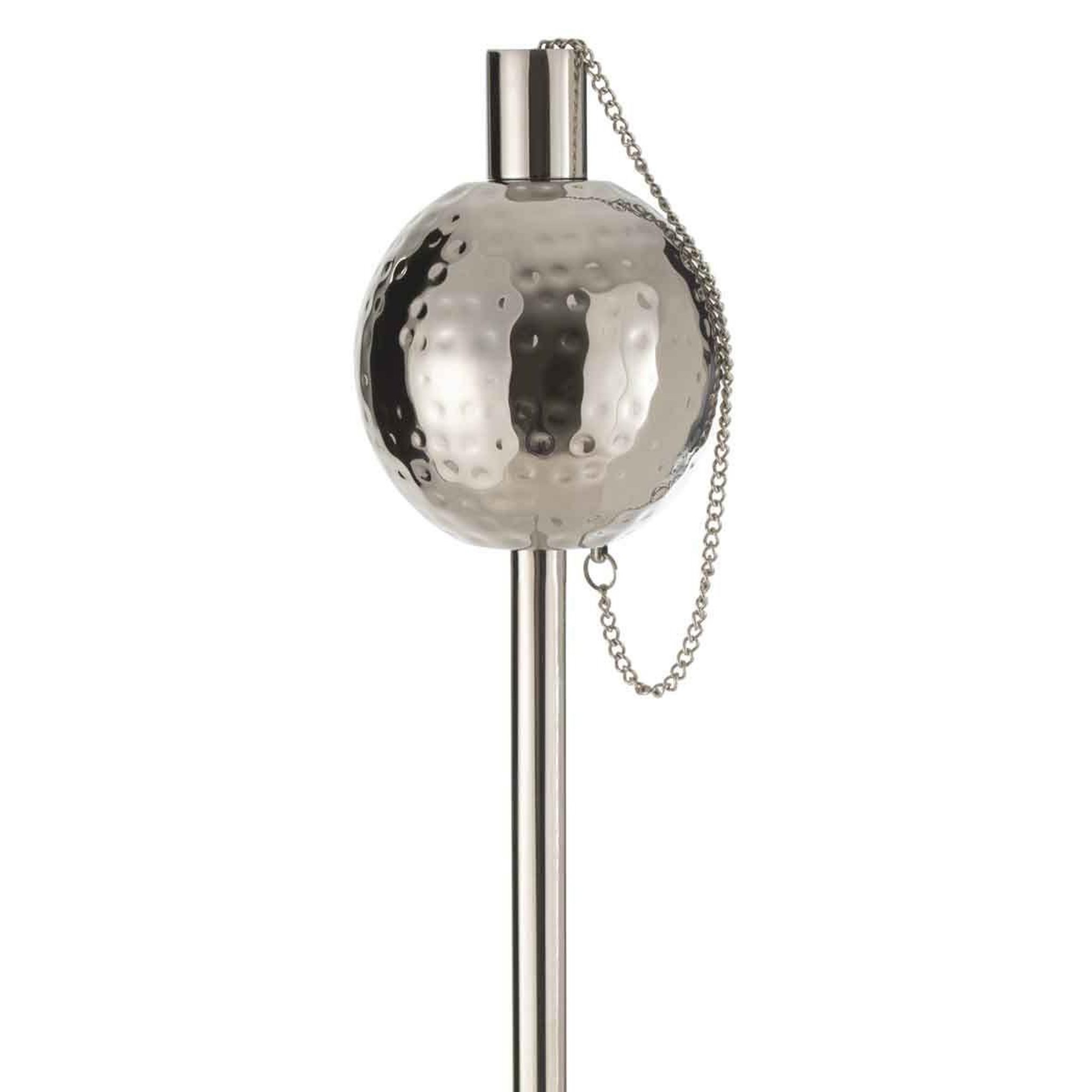 Voir la diapositive 3 : J-LINE Torche de Jardin en Acier  Boule  150cm Argent