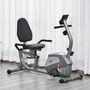 Voir la diapositive 2 : HOMCOM Vélo d'appartement semi-allongé magnétique écran LCD multifonction siège résistance réglable volant inertie 3 Kg gris