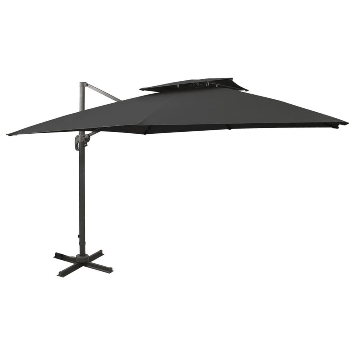 VIDAXL Parasol de jardin en porte-a-faux avec double toit noir