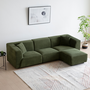 Voir la diapositive 6 : CONCEPT USINE Canapé droit 3 places + 1 pouf en velours côtelé vert MONROE