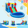 Voir la diapositive 2 : HOMCOM Château gonflable enfant 4 en 1 - toboggan, trampoline, panier basket-ball, piscine - nombreux accesoires
