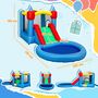 Voir la diapositive 2 : HOMCOM Château gonflable enfant 4 en 1 - toboggan, trampoline, panier basket-ball, piscine - nombreux accesoires