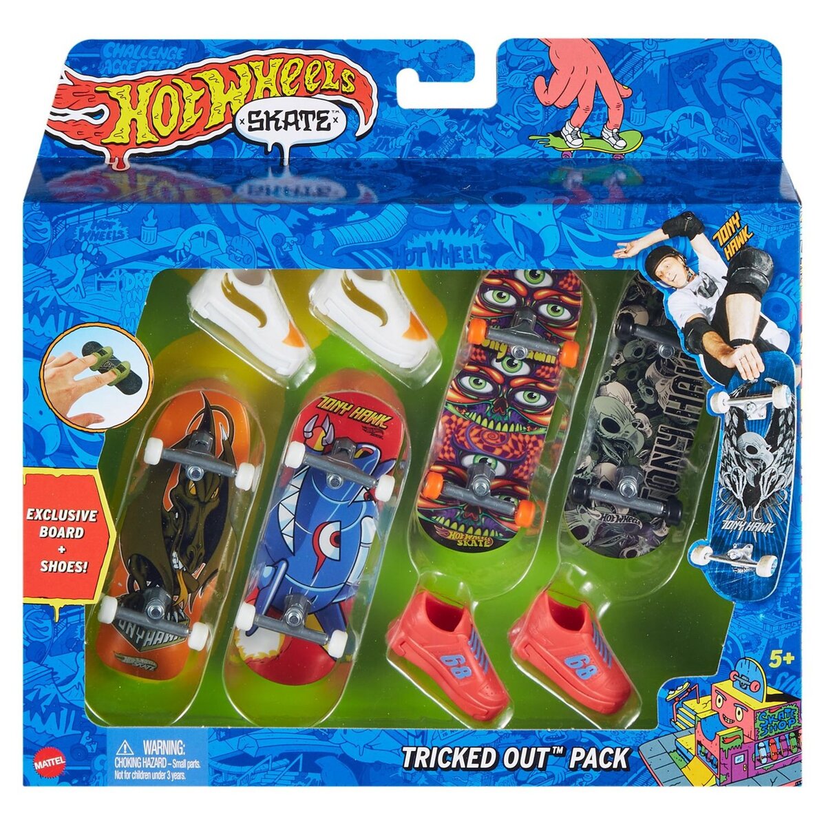 MATTEL Coffret 4 planches de skate Tony Hawk II Hot Wheels