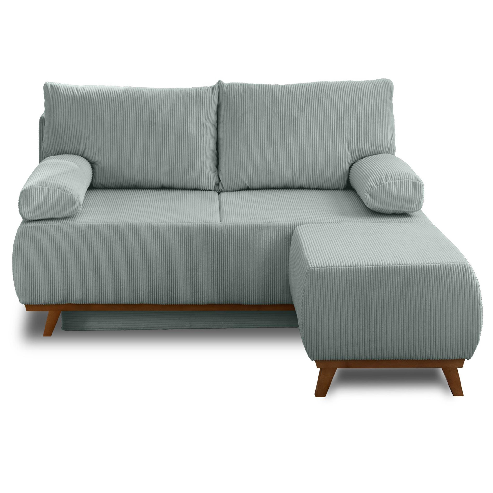 BEST MOBILIER Cristal - canapé 3 places - convertible avec coffre et pouf - en velours côtelé. Coloris disponibles : Beige, Gris, Bleu, Orange