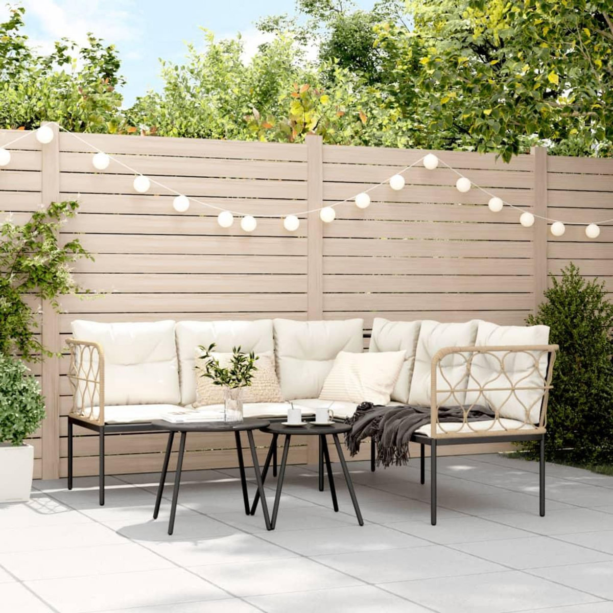 VIDAXL Ensemble de canapes de jardin et coussins noir acier textilene