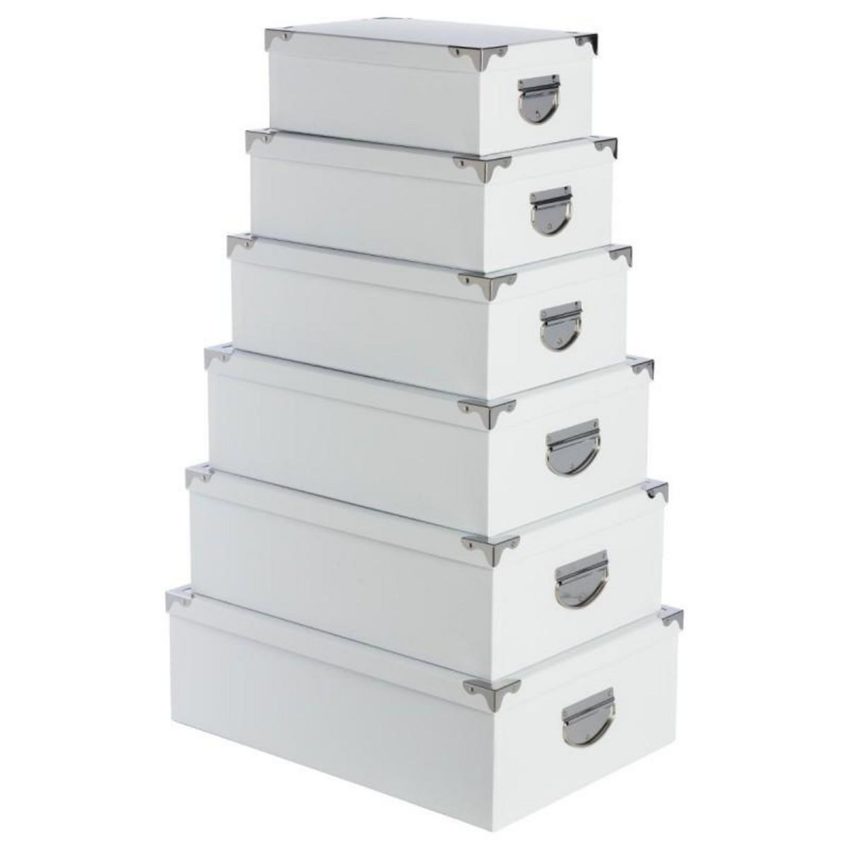  Set de 6 Boîtes de Rangement  Uni  48cm Blanc