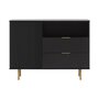 Voir la diapositive 3 : BEST MOBILIER Monica - buffet - noir - 2 tiroirs, 1 porte et 1 niche - 107 cm