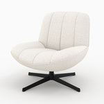 Rendez vous déco Fauteuil pivotant en tissu bouclé blanc cassé - Elvis. Coloris disponibles : Gris, Blanc