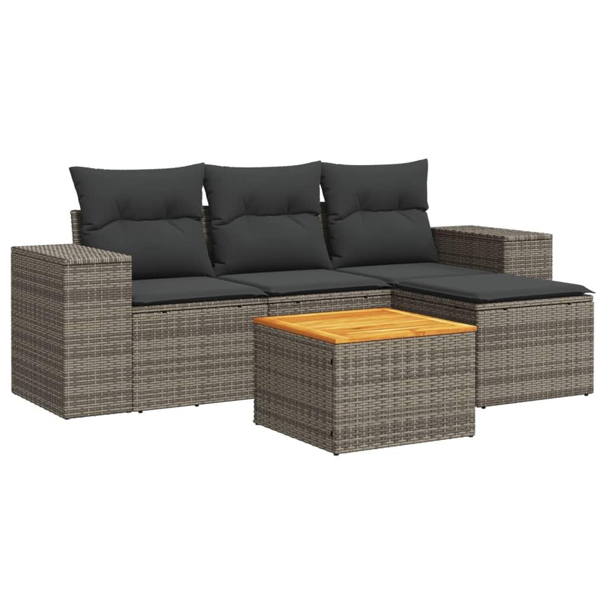 Voir la diapositive 2 : VIDAXL Salon de jardin 5 pcs avec coussins gris resine tressee