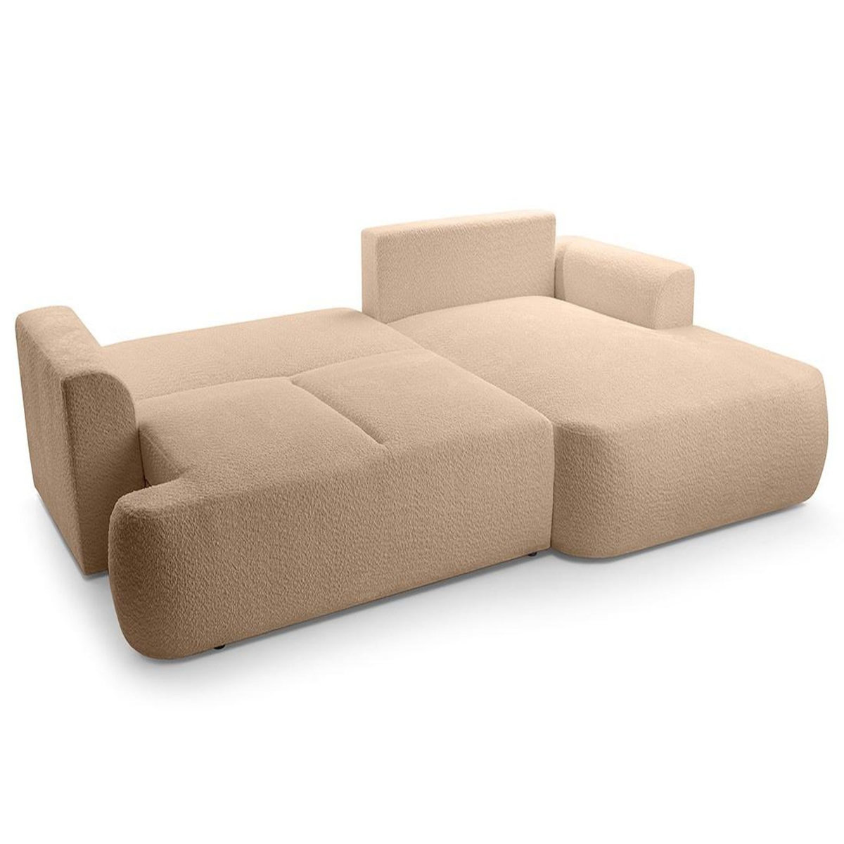 BEST MOBILIER Candela - canapé d'angle droit 4 places - convertible avec coffre - en tissu bouclette