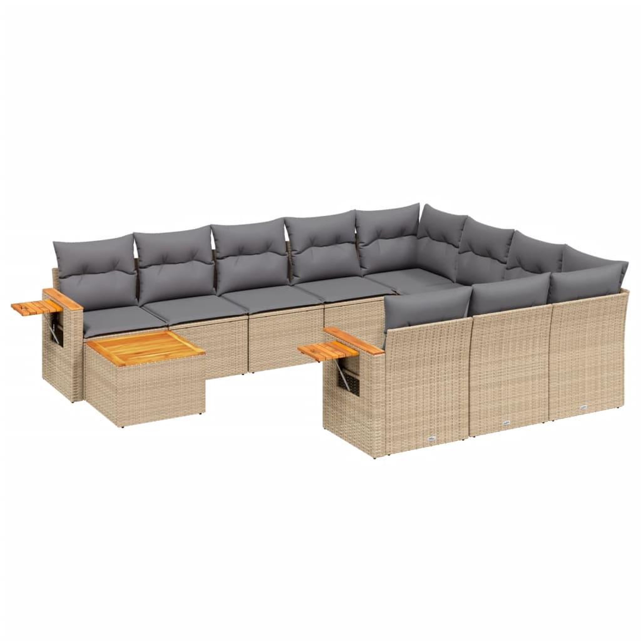 Voir la diapositive 2 : VIDAXL Salon de jardin 11 pcs avec coussins beige resine tressee