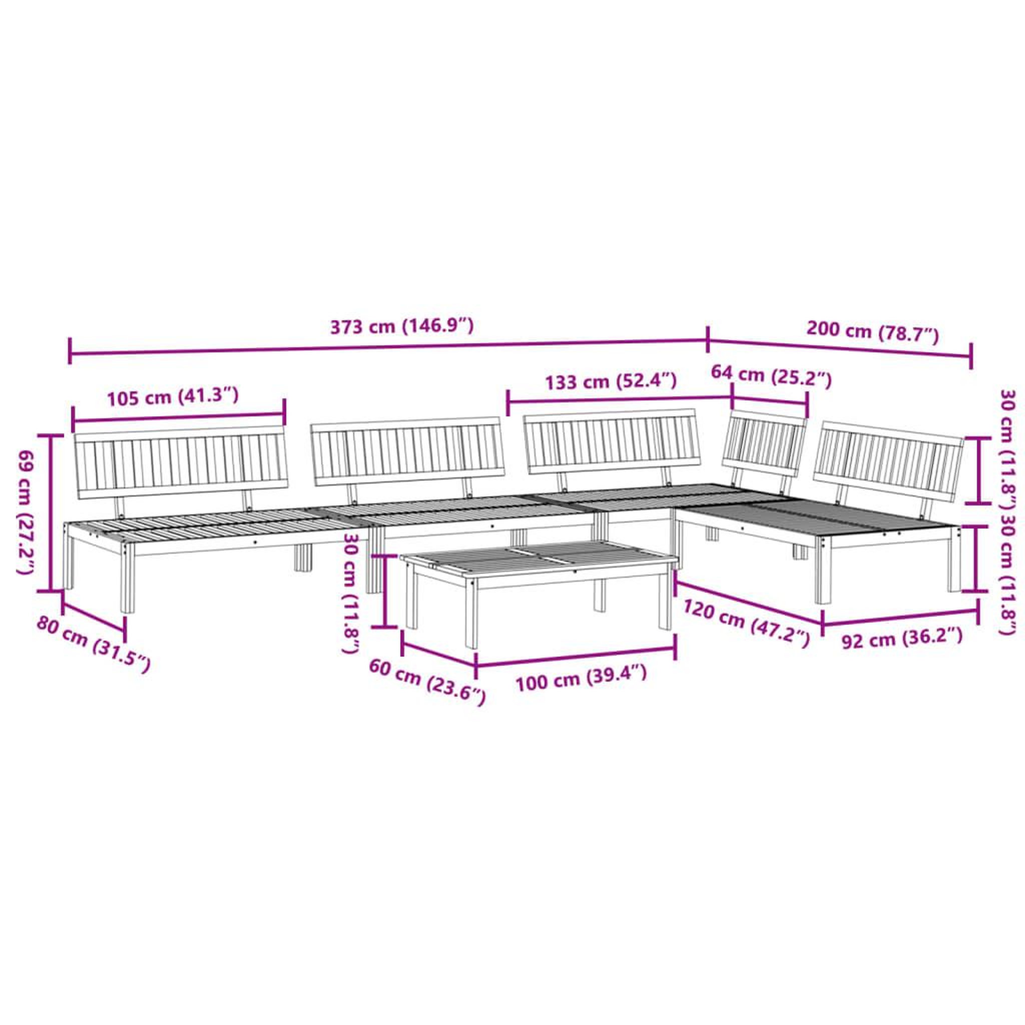 Voir la diapositive 6 : VIDAXL Salon palette de jardin 5 pcs bois d'acacia massif