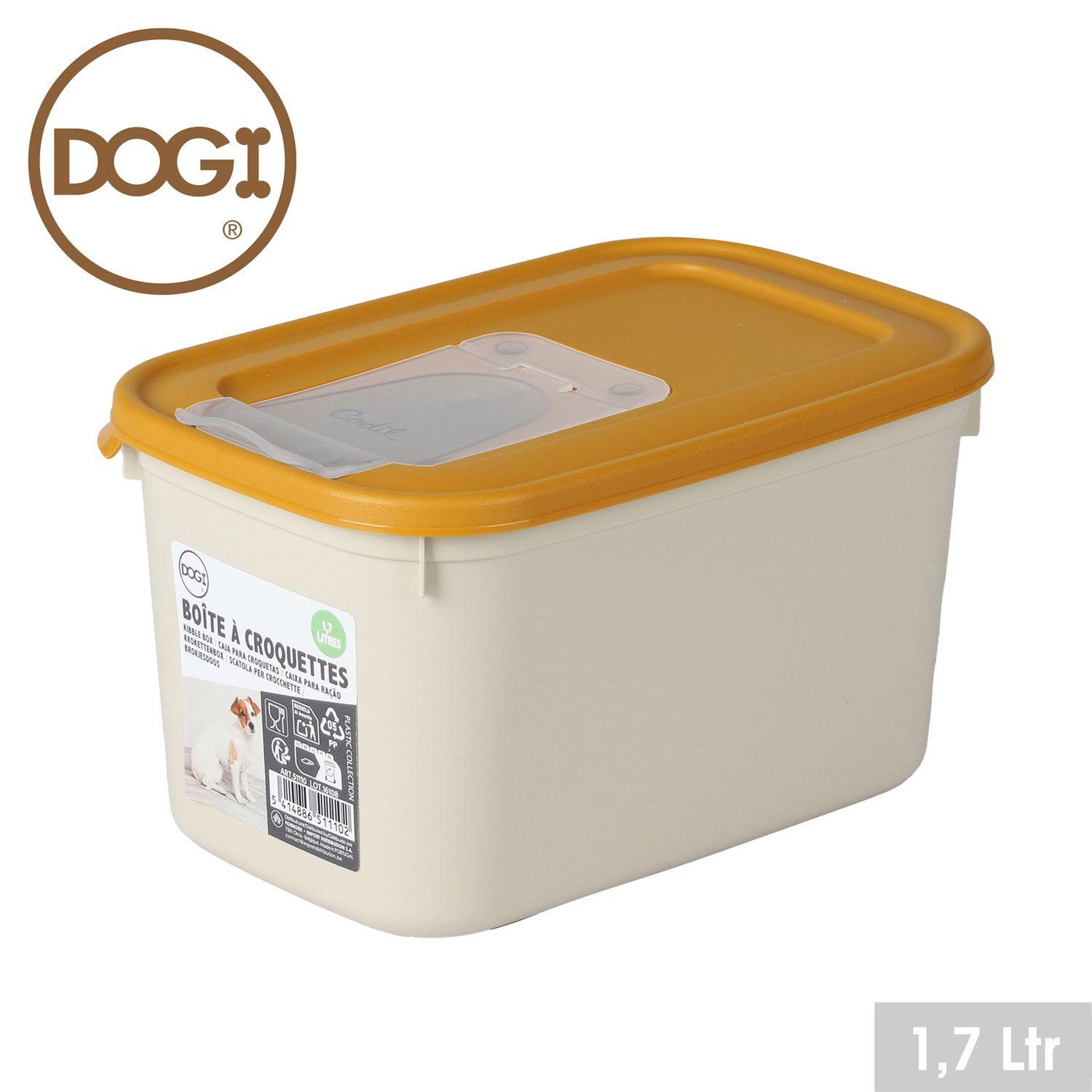 Voir la diapositive 2 : FORNORD Boîte conteneur à croquettes petit format coco - 1,7 l - blanc