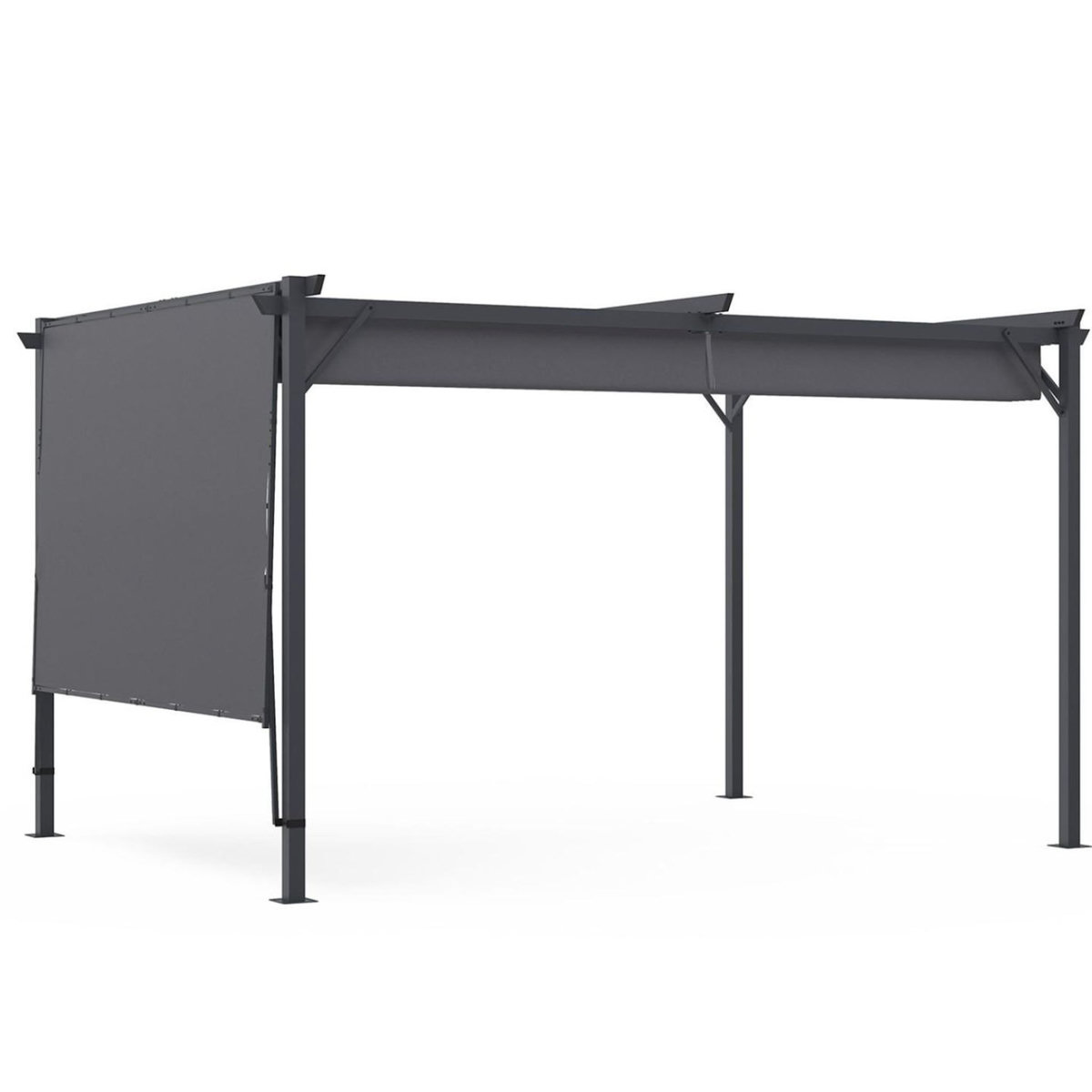 ID MARKET Auvent inclinable et réglable 250 x 150 cm pour pergola toit rétractable gris anthracite
