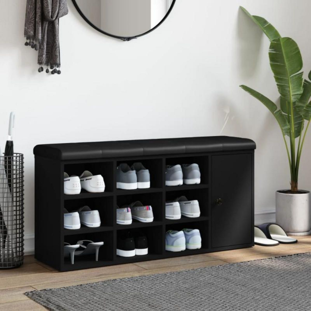 VIDAXL Banc à chaussures noir 102x32x50 cm bois d ingénierie