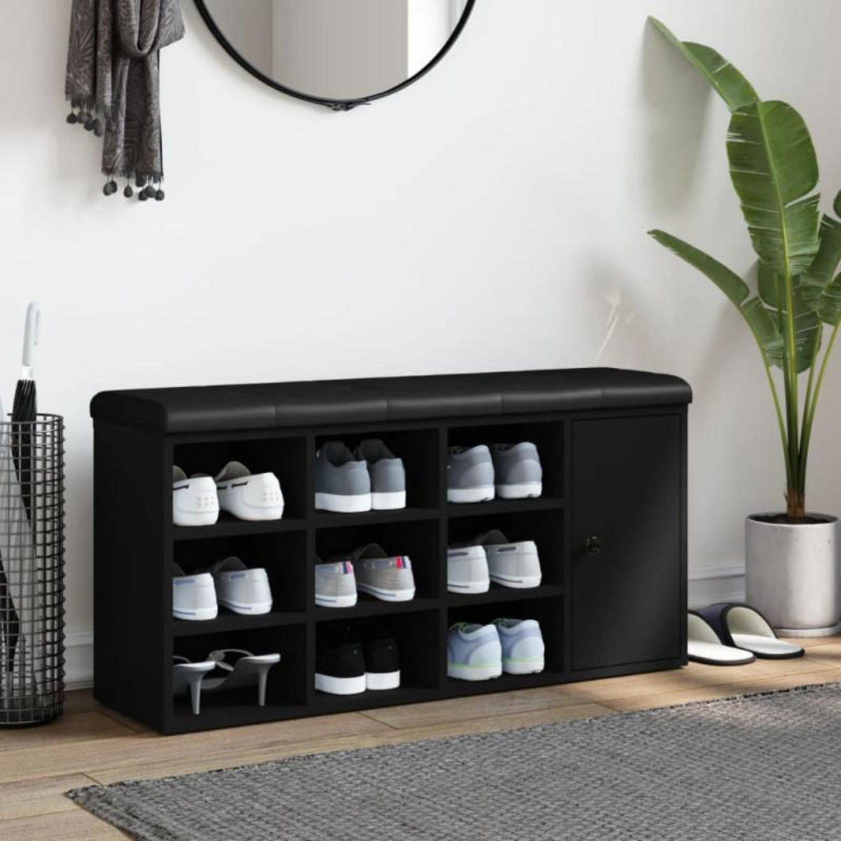 VIDAXL Banc à chaussures noir 102x32x50 cm bois d ingénierie