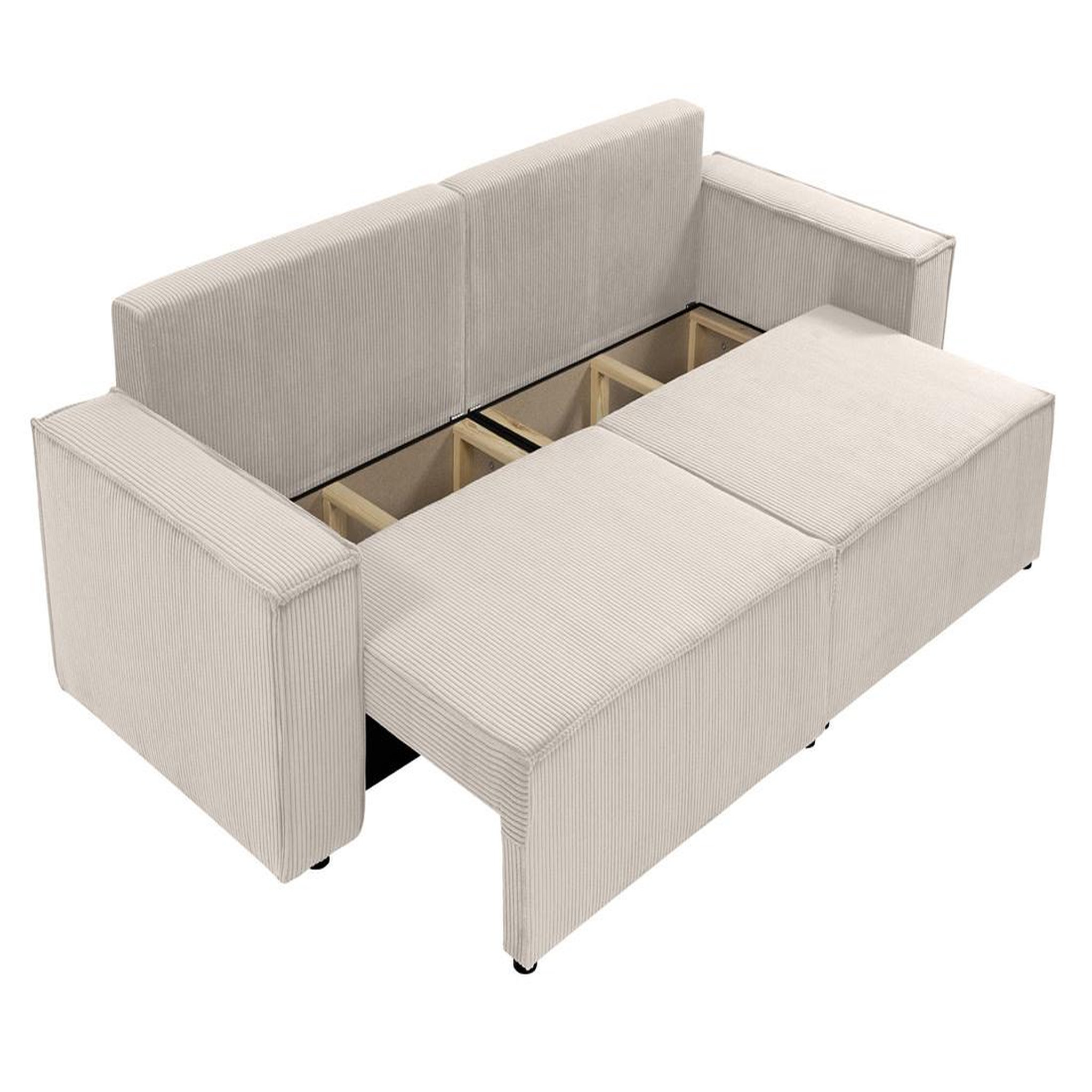 Voir la diapositive 3 : BEST MOBILIER Cezanne - canapé droit 3 places convertible avec coffre en velours côtelé