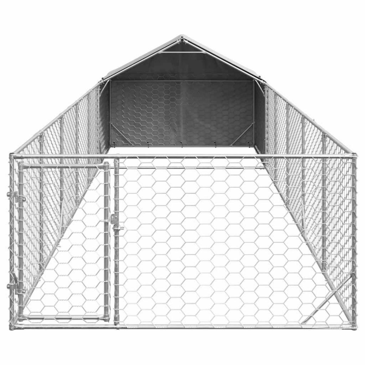 VIDAXL Niche d'exterieur pour chien enclos 8x2x1,5 m acier galvanise