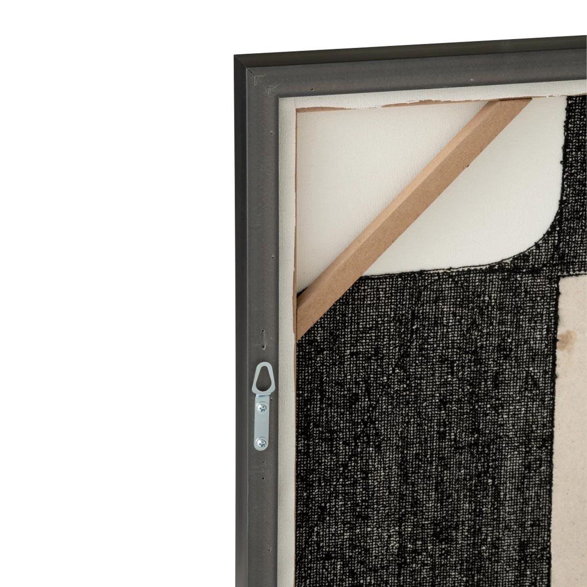 Voir la diapositive 2 : J-LINE Toile murale tissu  broderie  45x65cm blanc & noir