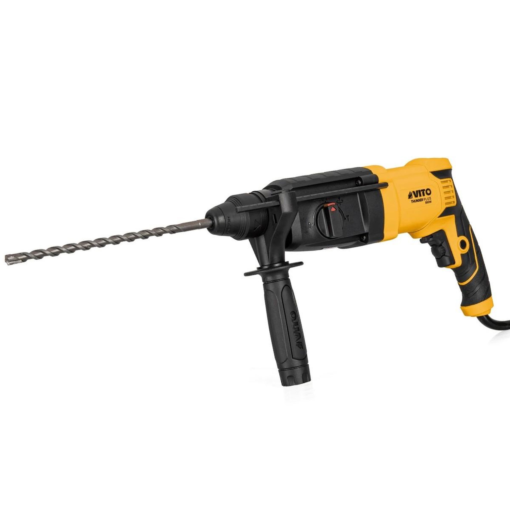 Voir la diapositive 4 : VITO Marteau perforateur 850w sds-plus 3,5j 4 fonctions perçage béton 26mm 3 forets + 2 burins inclus vito