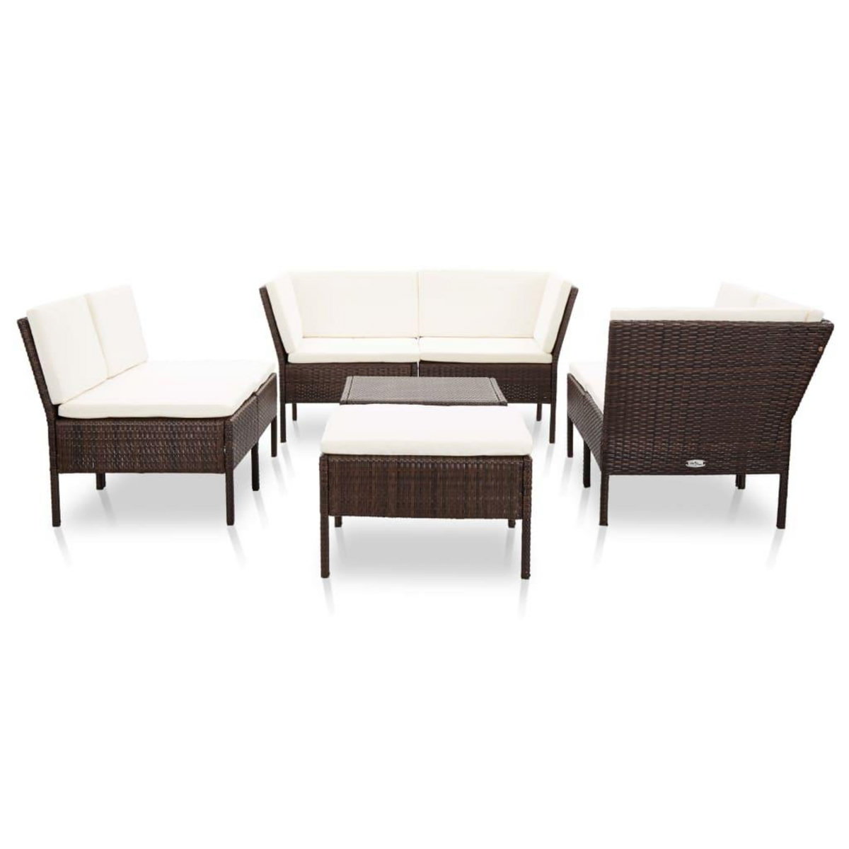 VIDAXL Salon de jardin 8 pcs avec coussins resine tressee marron