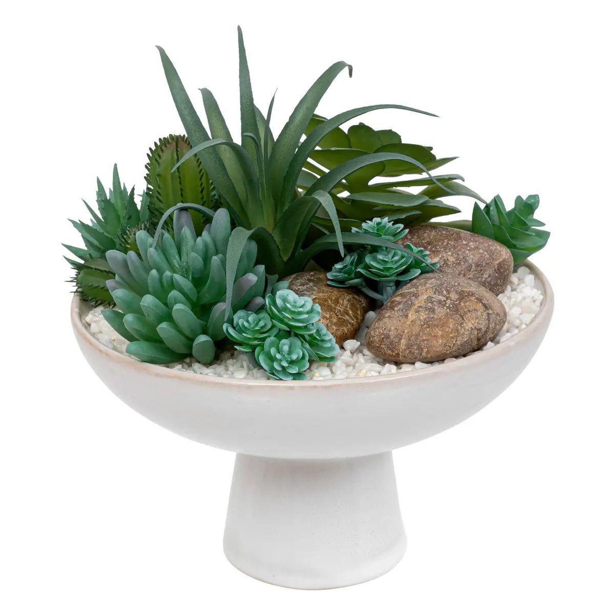 ATMOSPHERA Composition de plantes artificielles  soleya  20cm blanc