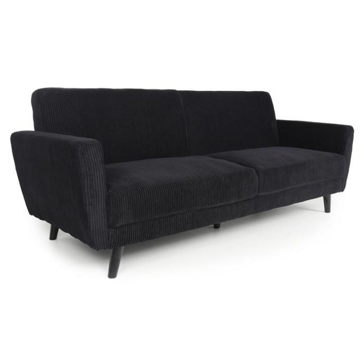 Paris Prix Canapé Convertible en Velours  Garry  220cm Noir
