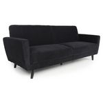 Paris Prix Canapé Convertible en Velours  Garry  220cm Noir