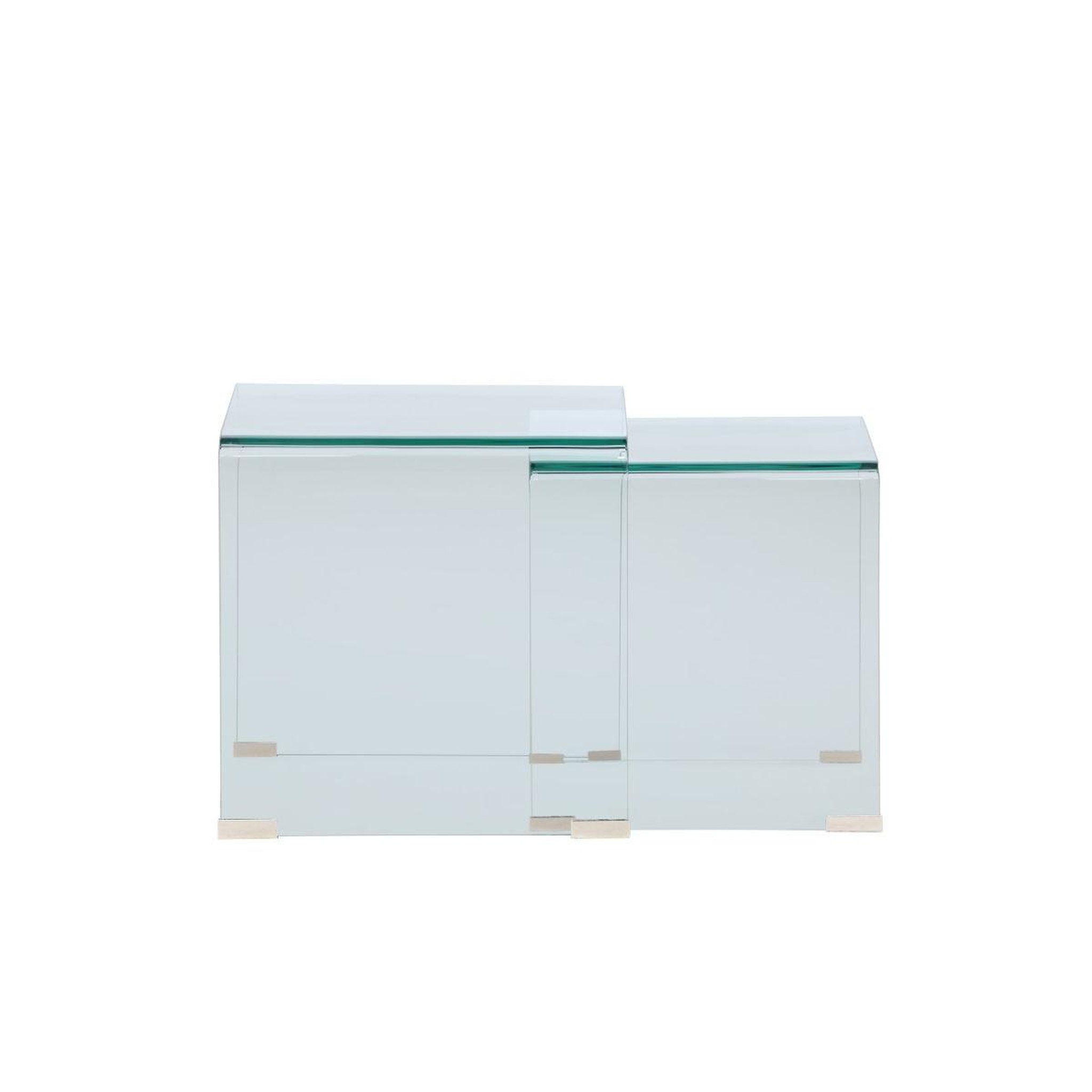 Voir la diapositive 3 : Paris Prix Lot de 2 tables d'appoint en verre  telemark  42cm transparent