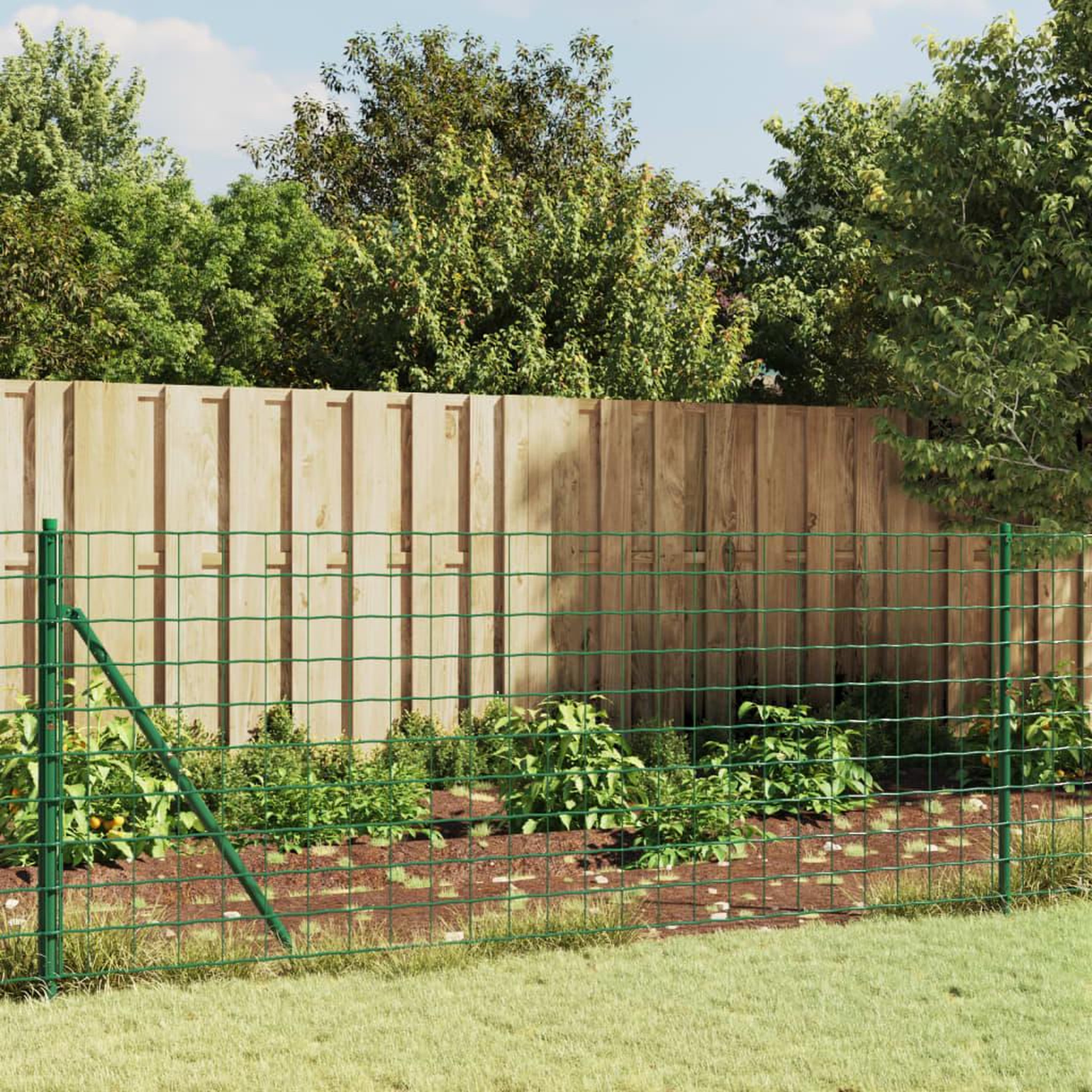 VIDAXL Cloture en treillis metallique avec bride vert 1,1x10 m
