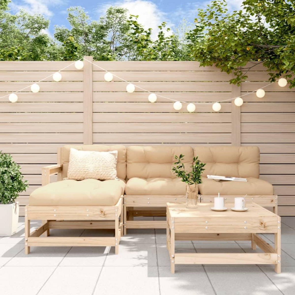 VIDAXL Salon de jardin 5 pcs bois massif de pin