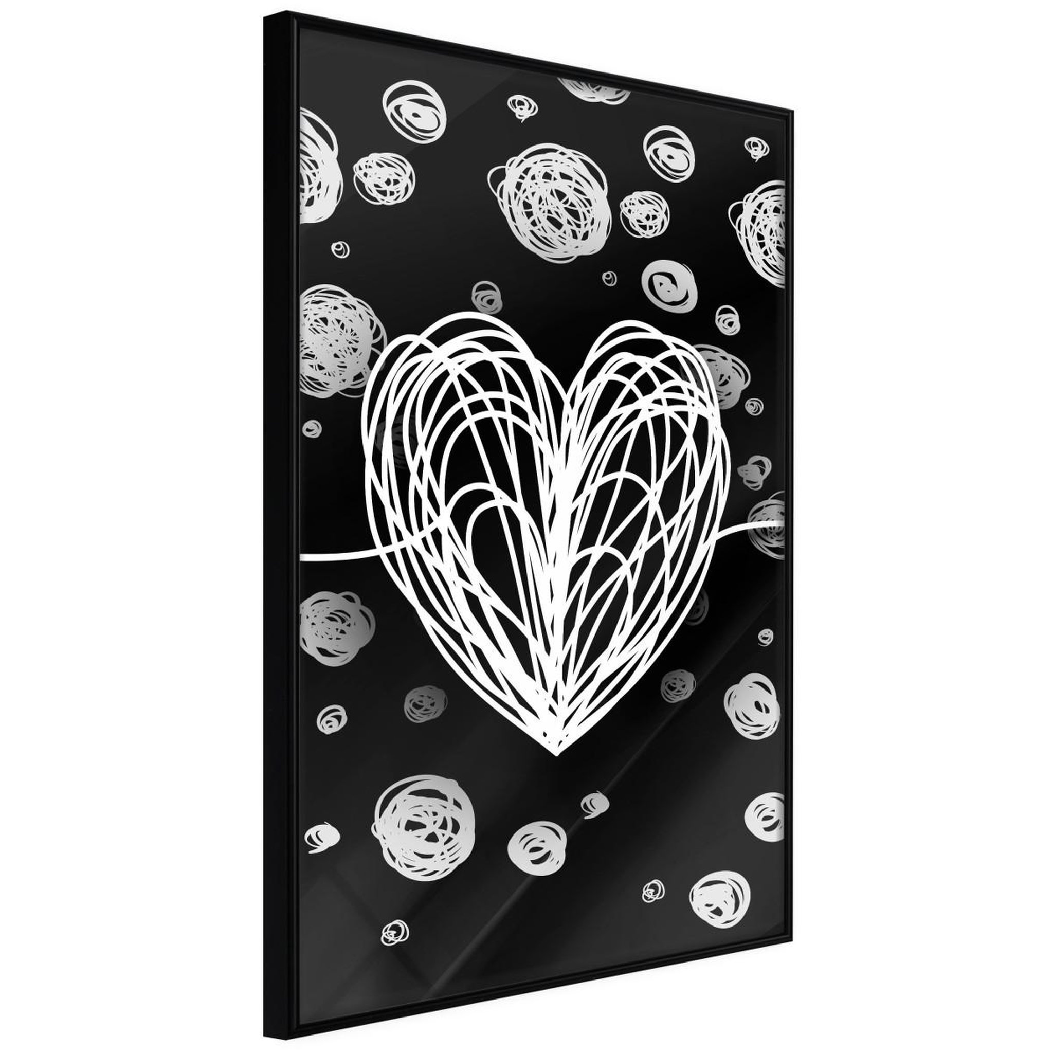Paris Prix Affiche murale encadrée  entangled heart. Coloris disponibles : Jaune, Noir