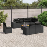VIDAXL Salon de jardin 9 pcs avec coussins noir resine tressee