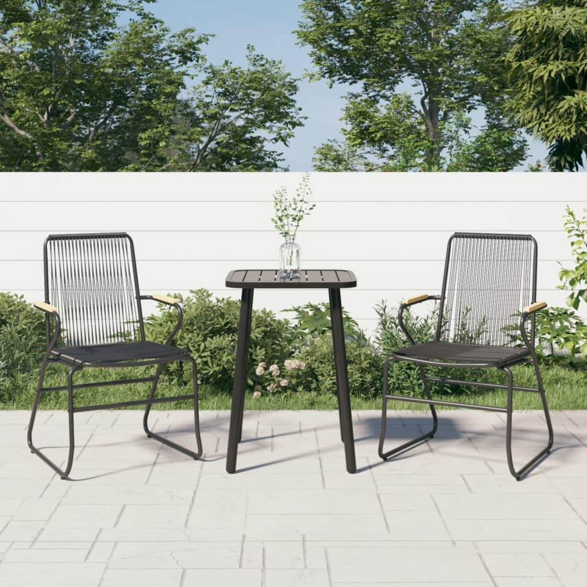 VIDAXL Chaises de jardin lot de 2 noir 58x59x85,5 cm Rotin PVC