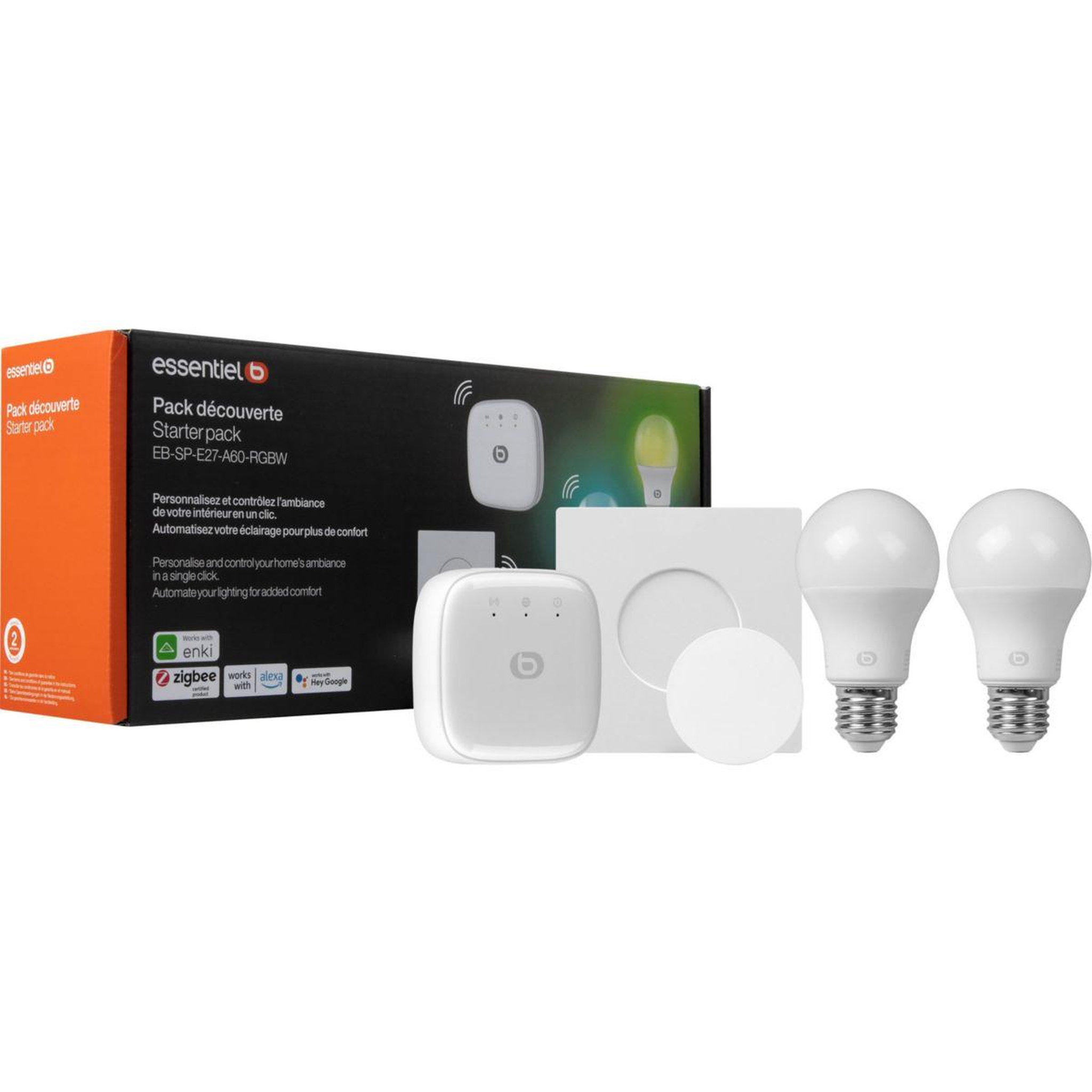 Voir la diapositive 1 : ESSENTIEL B Pack Découverte Blancs & Couleurs E27 x2