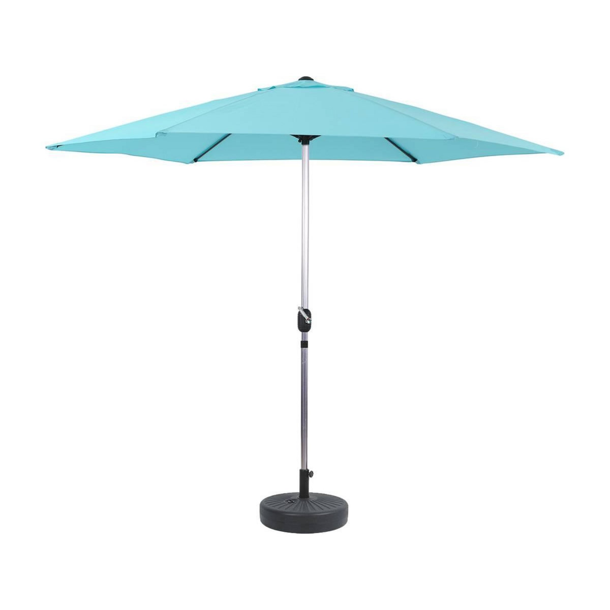 Habitat et Jardin Parasol jardin droit Alu  Sol  - Rond - Ø 3m - Bleu - Avec pied à lester